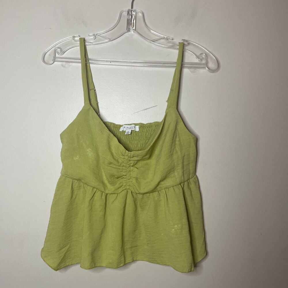 Kirious Lime Green Crop Blouse Tank Top Adjustable Straps Chartreuse Size M